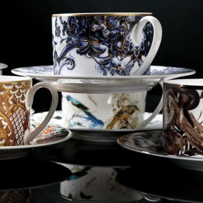 Cavalli Tea Cup & Saucer With Luxury Box In Brown