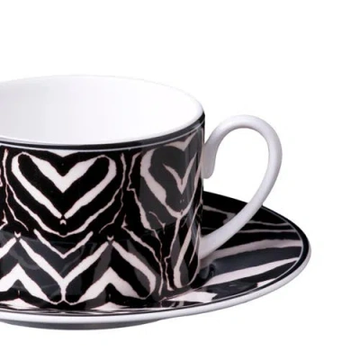Cavalli Tea Cup & Saucer With Luxury Box In Black