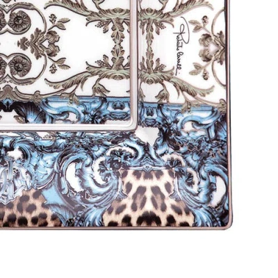 Cavalli Large Rectangular Tray In Blue