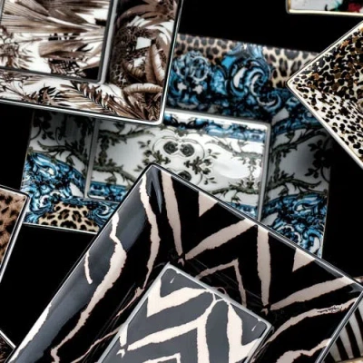 Cavalli Large Rectangular Tray In Blue