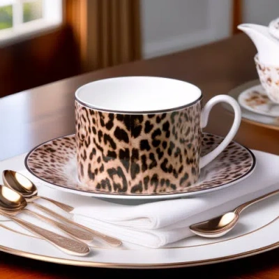 Cavalli Tea Cup & Saucer With Luxury Box In Brown