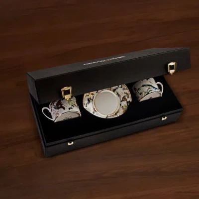 Cavalli Tea Cup & Saucer With Luxury Box In Black