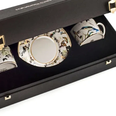 Cavalli Tea Cup & Saucer With Luxury Box In Black