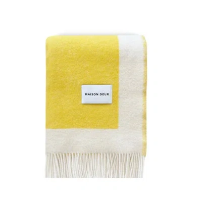 Maison Deux Color Block Blanket In Yellow