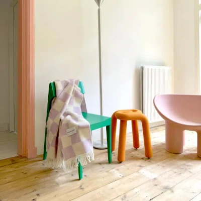 Maison Deux Checkerboard Blanket In Purple