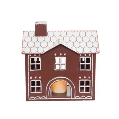 Transpac Multicolor Metal Light Up Gingerbread House Decorative Christmas In Brown