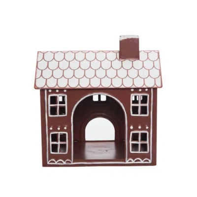 Transpac Multicolor Metal Light Up Gingerbread House Decorative Christmas In Brown