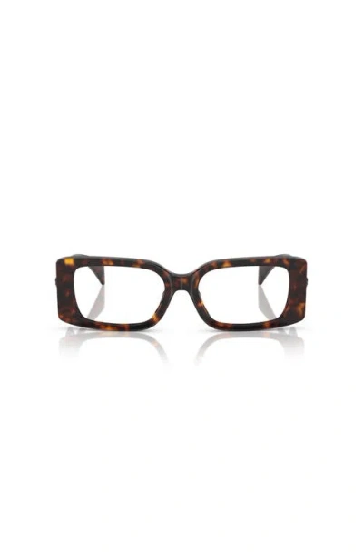 Versace 53mm Rectangle Optical Glasses In Brown