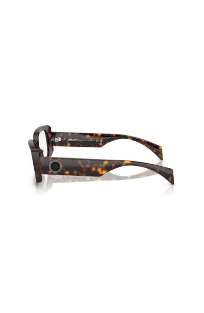 Versace 53mm Rectangle Optical Glasses In Brown