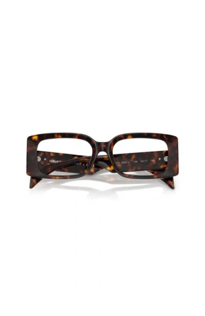 Versace 53mm Rectangle Optical Glasses In Brown