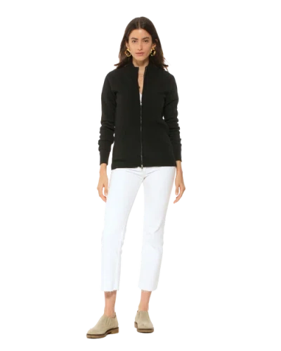 Monticelli Cashmere Pure Cashmere Zip Cardigan In Black