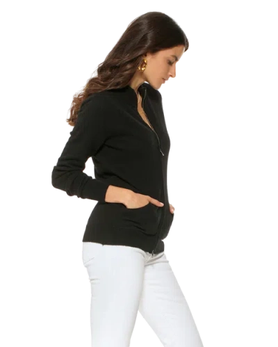 Monticelli Cashmere Pure Cashmere Zip Cardigan In Black