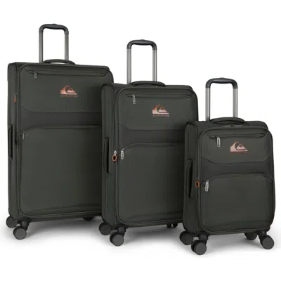 Quiksilver Buxton Suitcases Nylon Softside Expandable Luggage With Spinner Wheels, 3-piece Set In Green