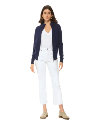 Monticelli Cashmere Pure Cashmere Zip Cardigan In Blue