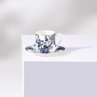 Cavalli Coffee Cup & Saucer With Luxury Box In Blue