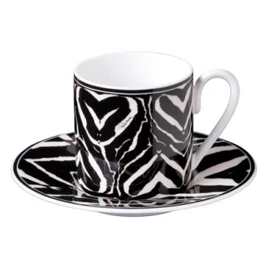 Cavalli Coffee Cup & Saucer With Luxury Box In Black