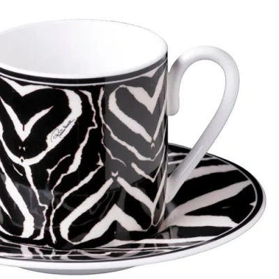 Cavalli Coffee Cup & Saucer With Luxury Box In Black