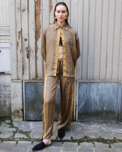 Monzlapur Paisley Motif Pant With Stripe In Brown