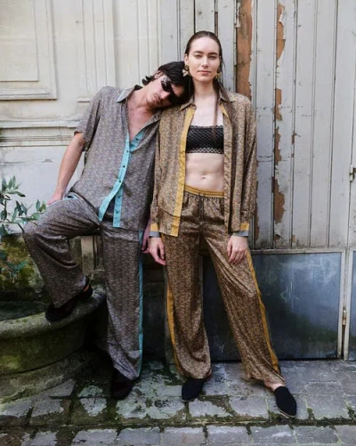 Monzlapur Paisley Motif Pant With Stripe In Brown