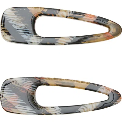 Burberry Small Check Hair Clips In Brown