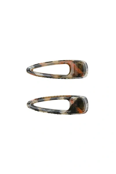 Burberry Small Check Hair Clips In Brown