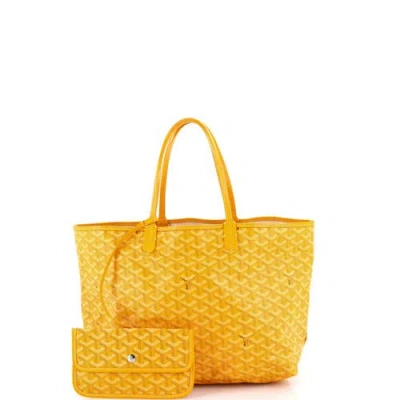Pre-owned Goyard  Goyard Saint Louis Tote Coated Canvas Pm In Yellow