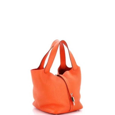 Pre-owned Hermes  Hermes Picotin Lock Bag Clemence Mm In Orange