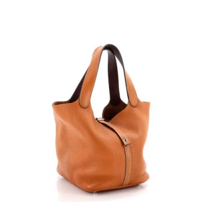 Pre-owned Hermes  Hermes Eclat Picotin Lock Bag Clemence Mm In Brown