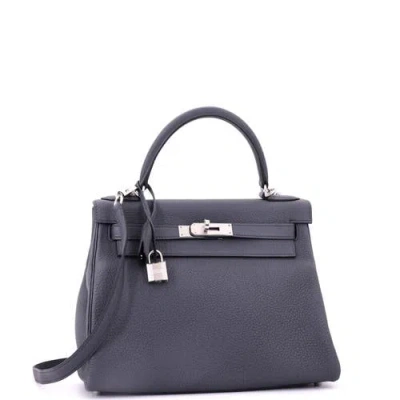 Pre-owned Hermes  Hermes Kelly Handbag Grey Togo With Palladium Hardware 28 In Gray