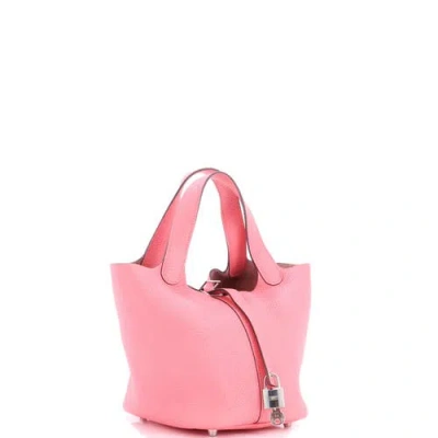 Pre-owned Hermes  Hermes Picotin Lock Bag Clemence Pm In Pink