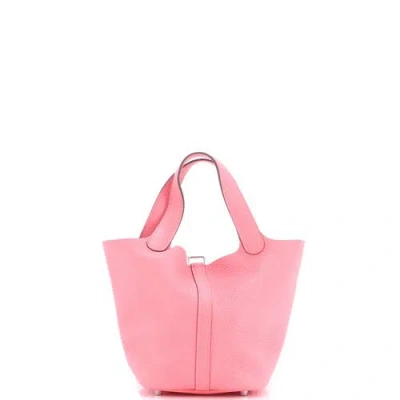 Pre-owned Hermes  Hermes Picotin Lock Bag Clemence Pm In Pink