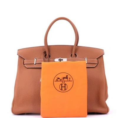 Pre-owned Hermes  Hermes Birkin Handbag Brown Togo With Palladium Hardware 35 In Brown