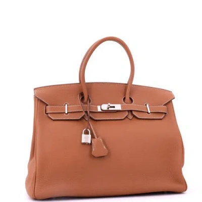 Pre-owned Hermes  Hermes Birkin Handbag Brown Togo With Palladium Hardware 35 In Brown