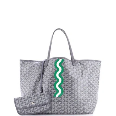 Pre-owned Goyard  Goyard Saint Louis Tote Printed Coated Canvas Gm In Gray