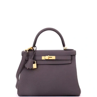 Pre-owned Hermes  Hermes Kelly Handbag Grey Togo With Gold Hardware 28 In Gray