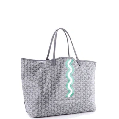 Pre-owned Goyard  Goyard Saint Louis Tote Printed Coated Canvas Gm In Gray