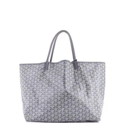 Pre-owned Goyard  Goyard Saint Louis Tote Printed Coated Canvas Gm In Gray