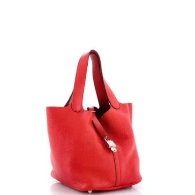 Pre-owned Hermes  Hermes Picotin Lock Bag Clemence Mm In Red
