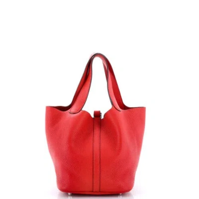 Pre-owned Hermes  Hermes Picotin Lock Bag Clemence Mm In Red