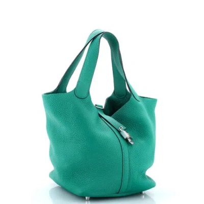 Pre-owned Hermes  Hermes Picotin Lock Bag Clemence Mm In Green