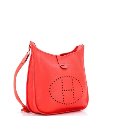 Pre-owned Hermes  Hermes Evelyne Bag Gen Iii Clemence Pm In Red