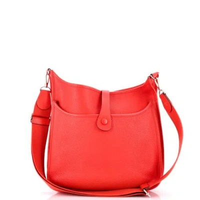 Pre-owned Hermes  Hermes Evelyne Bag Gen Iii Clemence Pm In Red