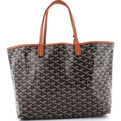 Pre-owned Goyard  Goyard Saint Louis Tote Coated Canvas Pm In Brown