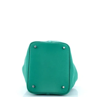 Pre-owned Hermes  Hermes Picotin Lock Bag Clemence Mm In Green