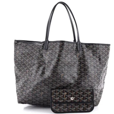 Pre-owned Goyard  Goyard Saint Louis Tote Coated Canvas Gm In Black