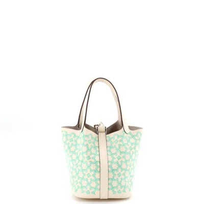 Pre-owned Hermes  Hermes Picotin Lock Bag Lucky Daisy Printed Swift Micro In Multi