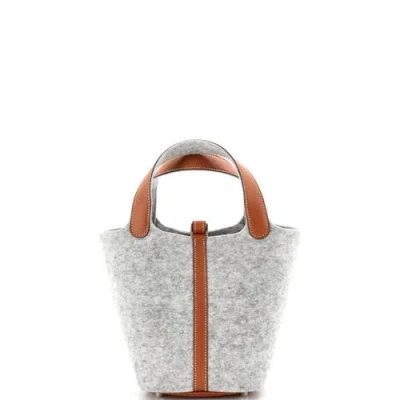 Pre-owned Hermes  Hermes Picotin Lock Bag Felt With Leather Pm In Gray