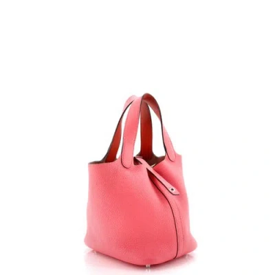 Pre-owned Hermes  Hermes Eclat Picotin Lock Bag Clemence Pm In Pink