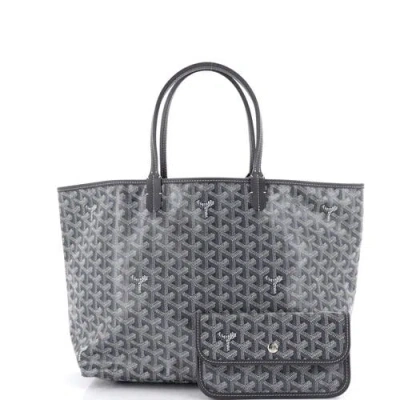 Pre-owned Goyard  Goyard Saint Louis Tote Coated Canvas Pm In Gray