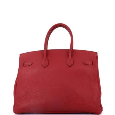 Pre-owned Hermes  Hermes Birkin Handbag Red Clemence With Palladium Hardware 35 In Red